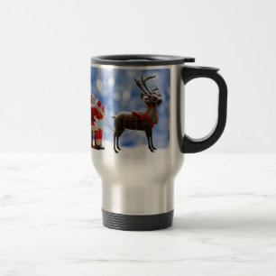 Weihnachten Santa Rentiere Schlittenfahren Schnee Reisebecher