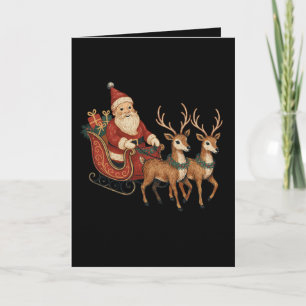 Weihnachten Santa Schlitten Rentiere Xmas Ferien Karte