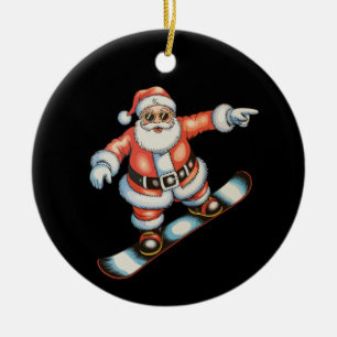 Weihnachten Santa Snowboard Snowboarding Xmas Fami Keramik Ornament