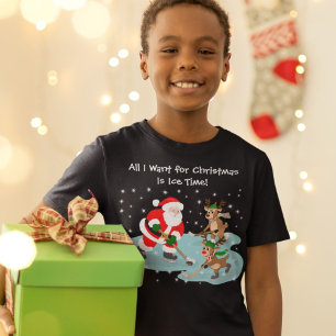 Weihnachten: Santa spielt Hockey mit Rentieren T-Shirt
