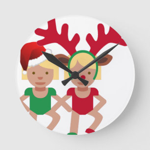 weihnachten santa zwillinge emoji runde wanduhr