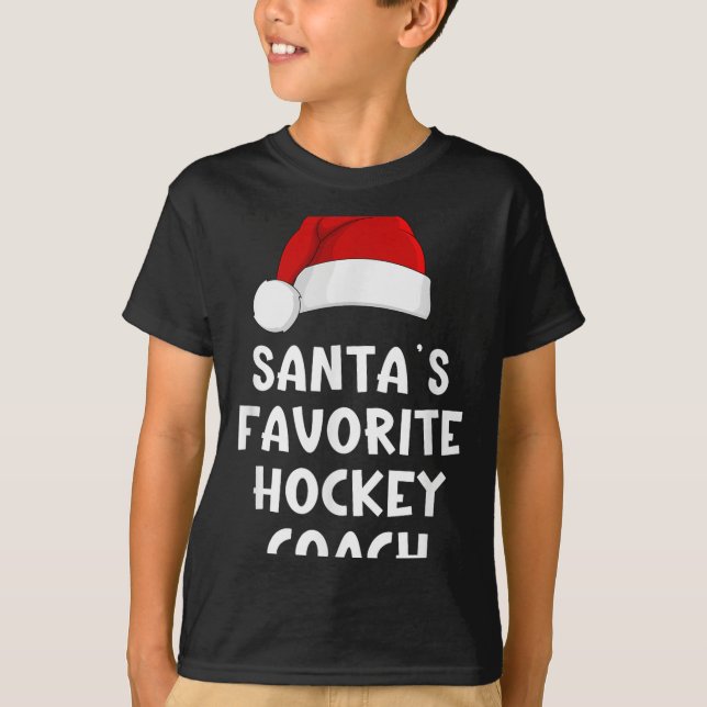 Weihnachten Santas Lieblings-Hockey-Coach Funny Xm T-Shirt (Vorderseite)