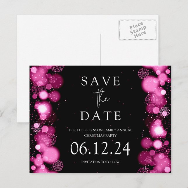 Weihnachten Save the Date Gold Winter Rose Gold Ankündigungspostkarte (Vorne/Hinten)