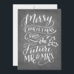Weihnachten Save the Date kein Foto Hand Briefe<br><div class="desc">Stilvoll Save the Date in Form einer Weihnachtskarte mit handgeschriebener Typografie mit Imitat-Chalkboard-Hintergrund.</div>