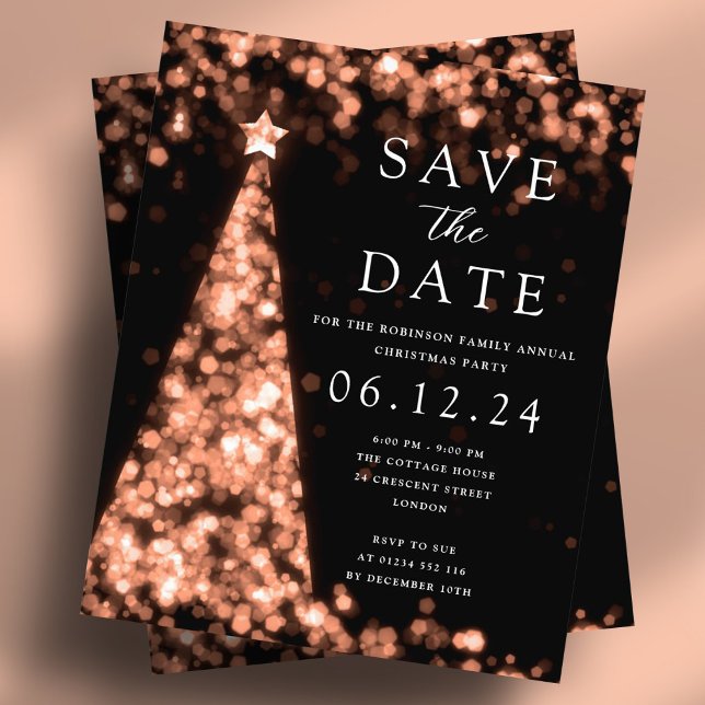 Weihnachten Save the Date Rose Gold Glam Einladung Flyer (Christmas Save The Date Rose Gold Glam Invite Flyer)