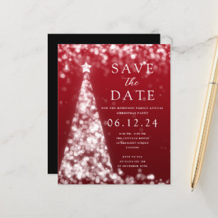 Weihnachten Save the Date Silver Tree Red Einladun