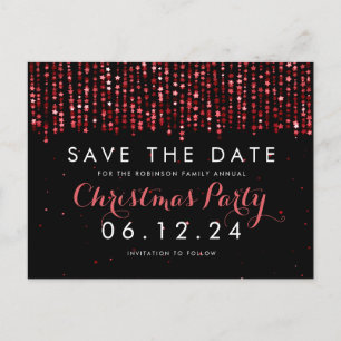 Weihnachten Save the Date Winter Star Confetti Red Ankündigungspostkarte