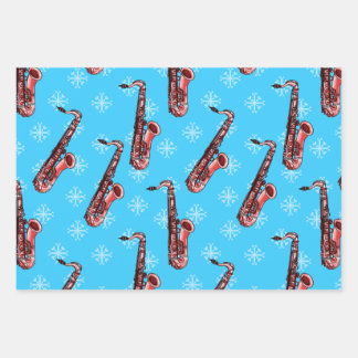 Weihnachten Saxophon Sax Player Musician Muster Geschenkpapier Set