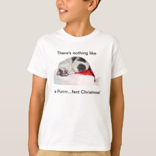 Weihnachten, Schlafenkatze, Weihnachtsmannmütze T-Shirt