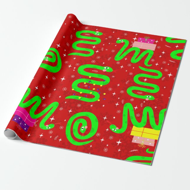 Weihnachten Schlangen Weihnachten Lichter Schneefl Geschenkpapier (Ungerollt)
