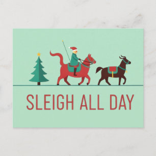 Weihnachten Schlitten All Day Postkarte