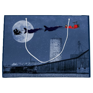 Weihnachten, Schlitten, F-16 Jets und Rotes Flugze Große Geschenktüte