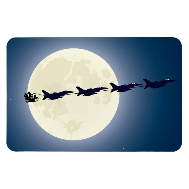 Weihnachten, Schlitten und F-16-Jets Militärweihna Magnet (Horizontal)