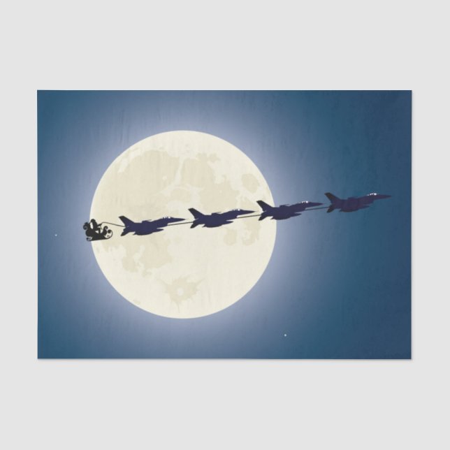 Weihnachten, Schlitten und F-16-Jets Militärweihna Seidenpapier (Vorderseite)
