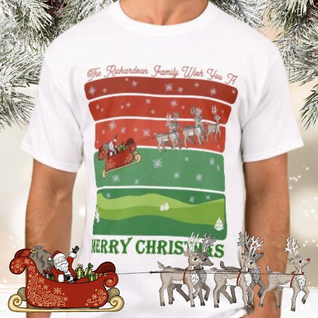 Weihnachten, Schlitten und Rentier T-Shirt (This personalised family t-shirt will get you feeling festive this Christmas!)