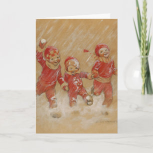 Weihnachten, Schnee spielen Feiertagskarte