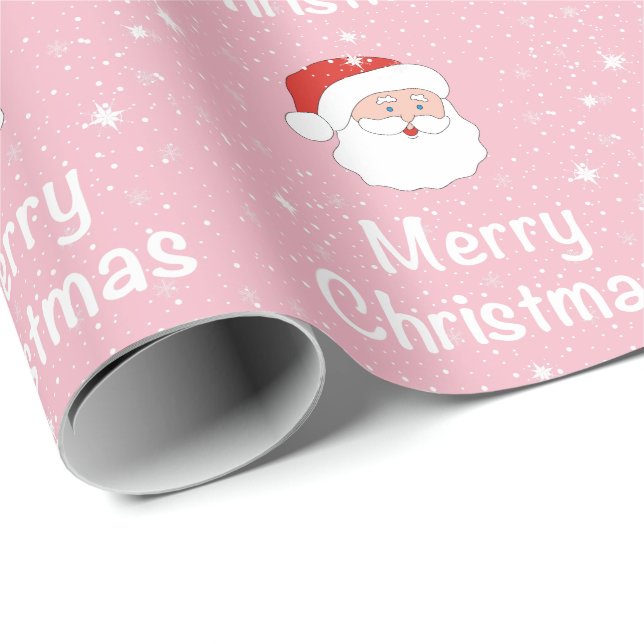 Weihnachten & Schneeflocken auf rosa Hintergrund W Geschenkpapier (Rolleneckpunkt)