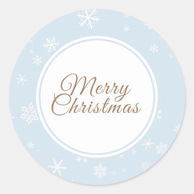 Weihnachten Schneeflocken Frohe Weihnachten Blauer Runder Aufkleber (Vorderseite)