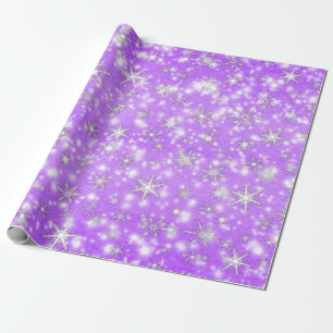 Weihnachten Schneeflocken Glitzern in magenta Geschenkpapier