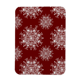 Weihnachten Schneeflocken Rotes Blizzard Muster Magnet