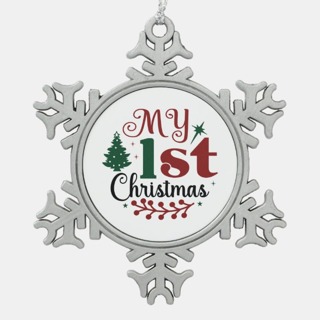 Weihnachten Schneeflocken Zinn-Ornament (Vorderseite)