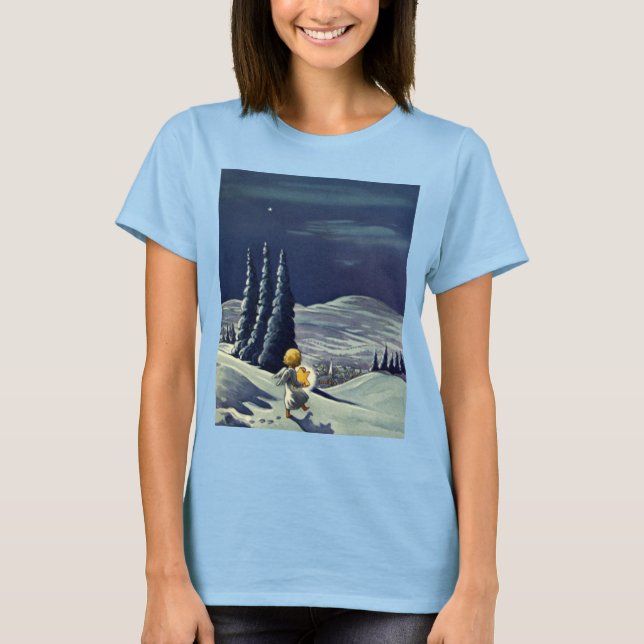 Weihnachten, Schneegel Walking mit einem Stern T-Shirt (Vorderseite)