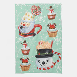 Weihnachten & Schneemann Heiße Kakao & Cupcakes Geschirrtuch