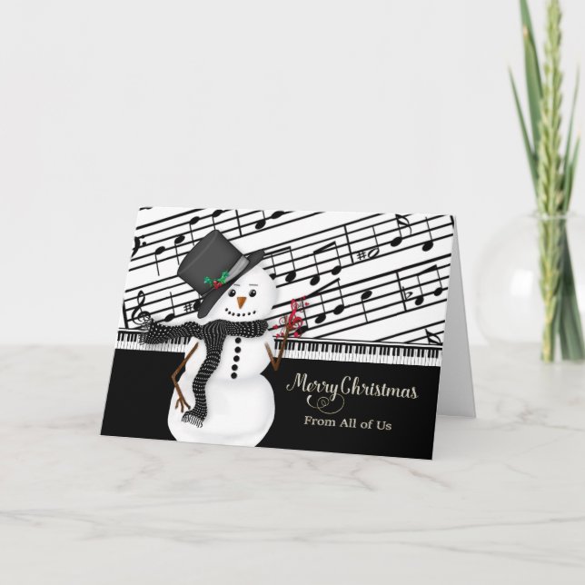 Weihnachten, Schneemann, Musik, Noten Karte (Vorderseite)