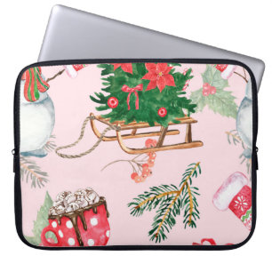 Weihnachten Schneemann Nahtlose Muster. Laptopschutzhülle