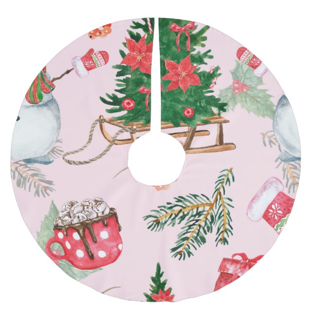 Weihnachten Schneemann Nahtlose Muster. Polyester Weihnachtsbaumdecke (Vorderseite)
