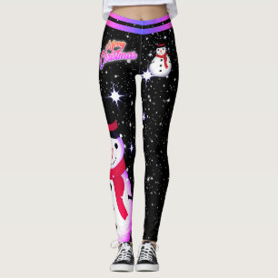 Weihnachten / Schneemann / Schneeflocken auf - (be Leggings