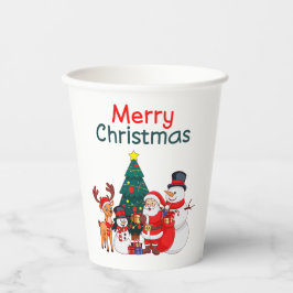 Weihnachten, Schneemann und Rentier frohe Weihnach Pappbecher