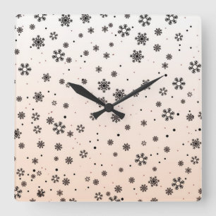 Weihnachten : Schneepattern Quadratische Wanduhr