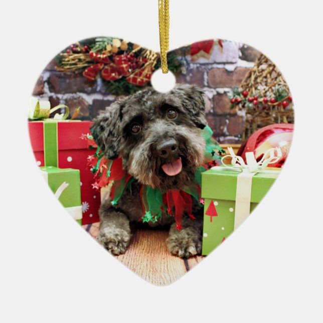 Weihnachten - Schnoodle - Dexter Keramik Ornament (Vorne)