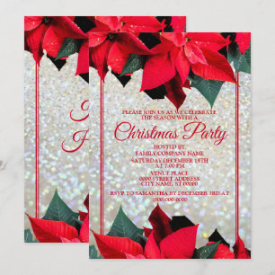 Weihnachten Schöne Rote Blume Urlaub Party Einladung