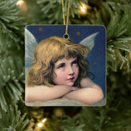 Weihnachten, Schöner Engel mit Gold Stars Keramikornament