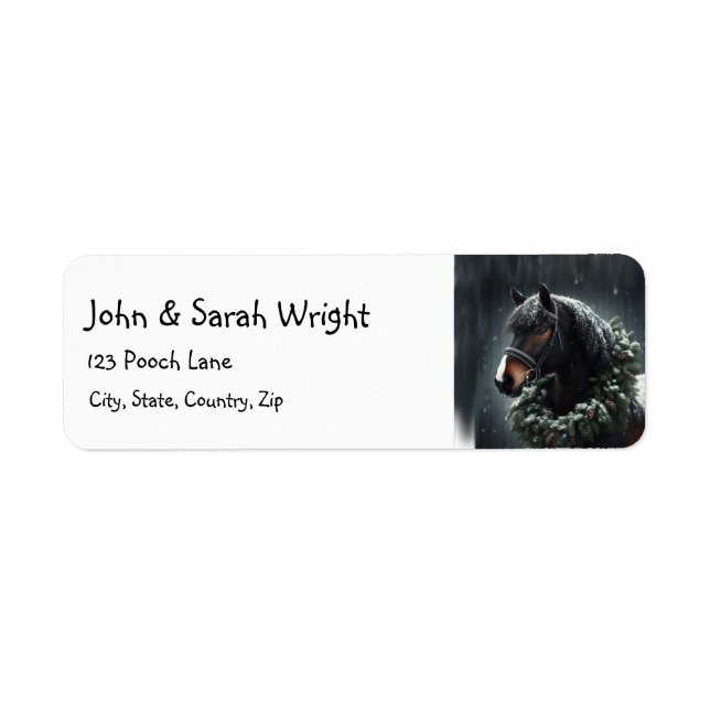 Weihnachten Schönes Schwarzes Pferd & Wreath (Vorne)