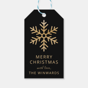 Weihnachten Schwarz und Gold Schneeflocke Geschenkanhänger