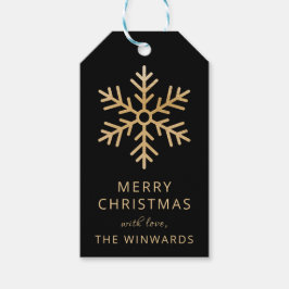 Weihnachten Schwarz und Gold Snowflakes Geschenkanhänger