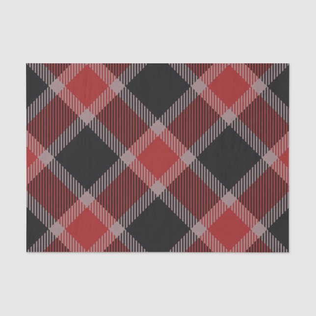 Weihnachten schwarz und roter Ginghamflanell Seidenpapier (Vorderseite)