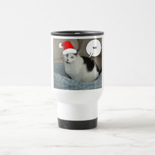 Weihnachten Schwarz und Weiß Kitten Reisebecher