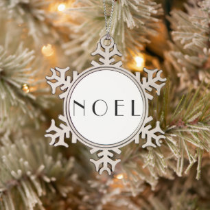 Weihnachten Schwarz-Weiß-Moderne Minimalistische Schneeflocken Zinn-Ornament