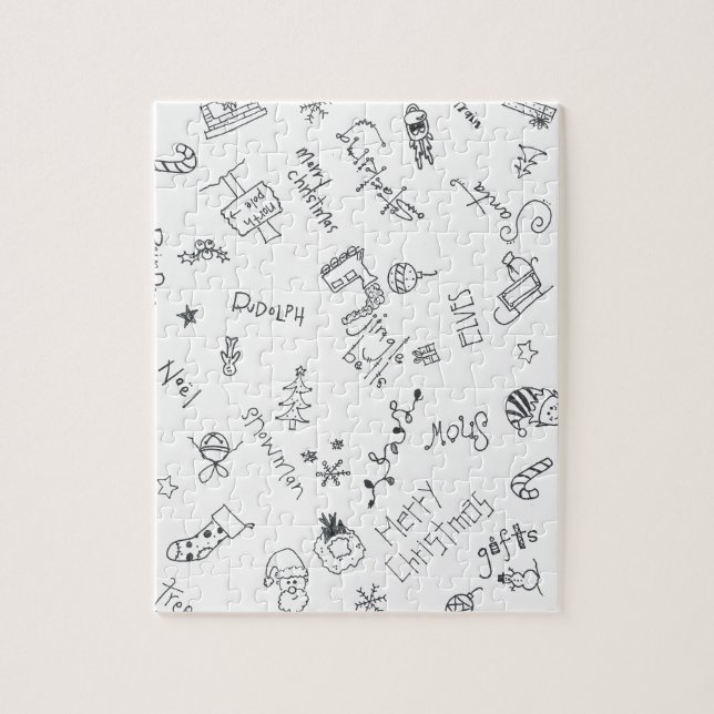 Weihnachten Schwarz-Weiß-Spaß-Doodle (Vertikal)