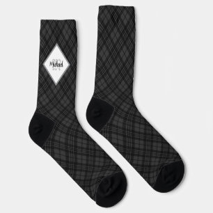 Weihnachten Schwarz weiß Tartan Personalisieren Mo Socken