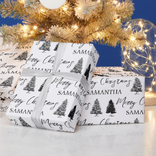 Weihnachten Schwarz-weißen Weihnachten Rustikaler  Geschenkpapier