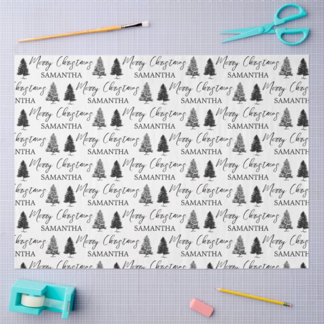 Weihnachten Schwarz-weißen Weihnachten Rustikaler  Seidenpapier (Basteln)