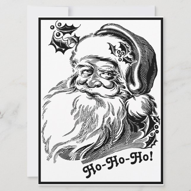Weihnachten Schwarz-weißer Weihnachtsmann Karte (Vorderseite)