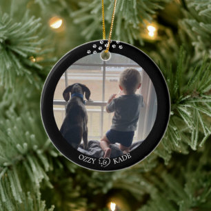 Weihnachten Schwarz-weißes Personalisiertes Kind F Keramik Ornament