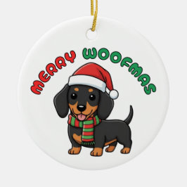 Weihnachten Schwarze Dackel Ornament: Frohe Weihna Keramik Ornament
