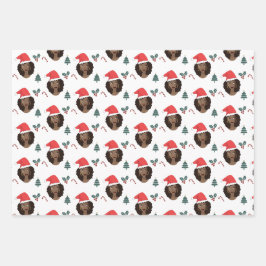 Weihnachten, Schwarze Frauen mit roten Weihnachtsm Geschenkpapier Set